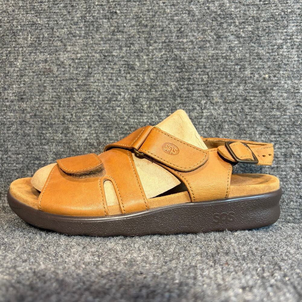 SAS San Antonio Shoemakers Tan Leather Comfort Slide Sandal Women 7.5 Orthopedic